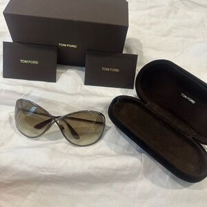 Tom Ford Brown Cat-Eye Glasses with Metallic Accents